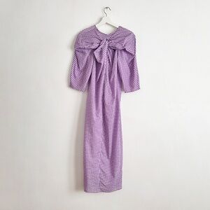 Caron Callahan violet gingham cotton knot dress alexis purple la garconne XS S